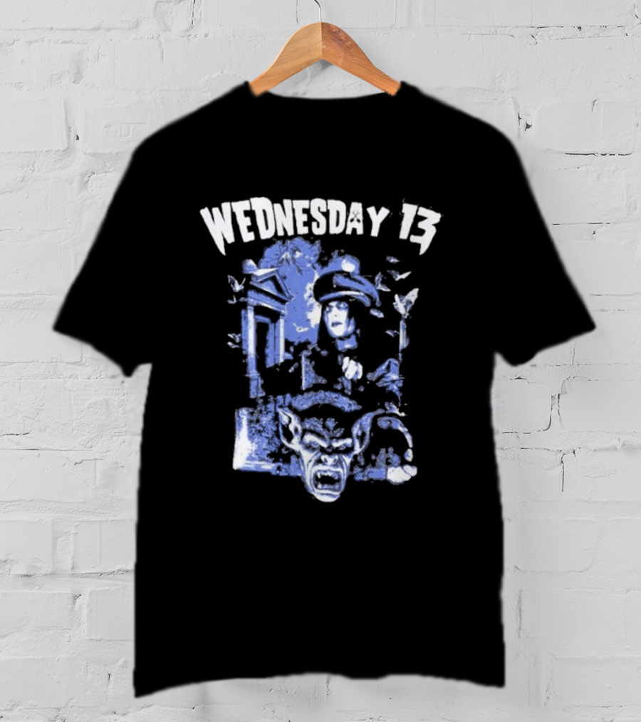 Wednesday 13 Horror Cemetery Blue Monster Scene T-Shirt
