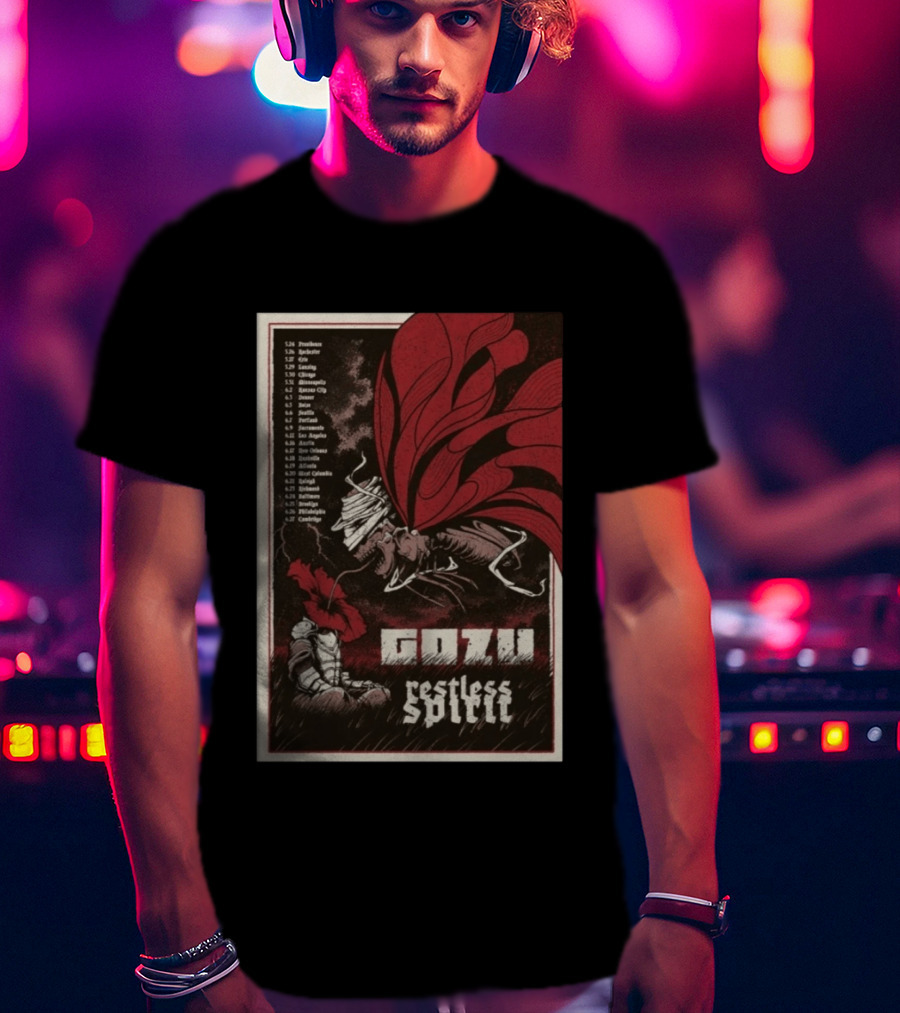 Gozu Restless Spirit Tour 2026 Providence Boston NYC Los Angeles Chicago Dates T-Shirt