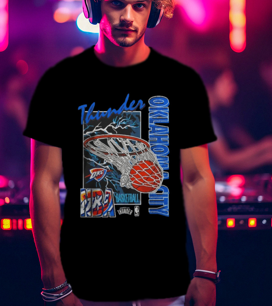 Oklahoma City Thunder NBA Basketball Net Lightning OKC T-Shirt