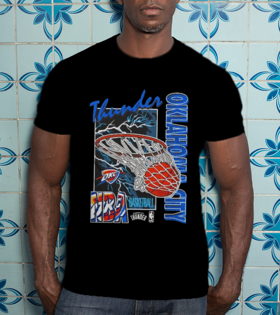 Oklahoma City Thunder NBA Basketball Net Lightning OKC T-Shirt