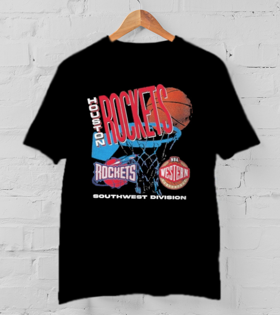 Houston Rockets Southwest Division NBA Western Hardwood Classics 90s Basketball Team T-Shirt