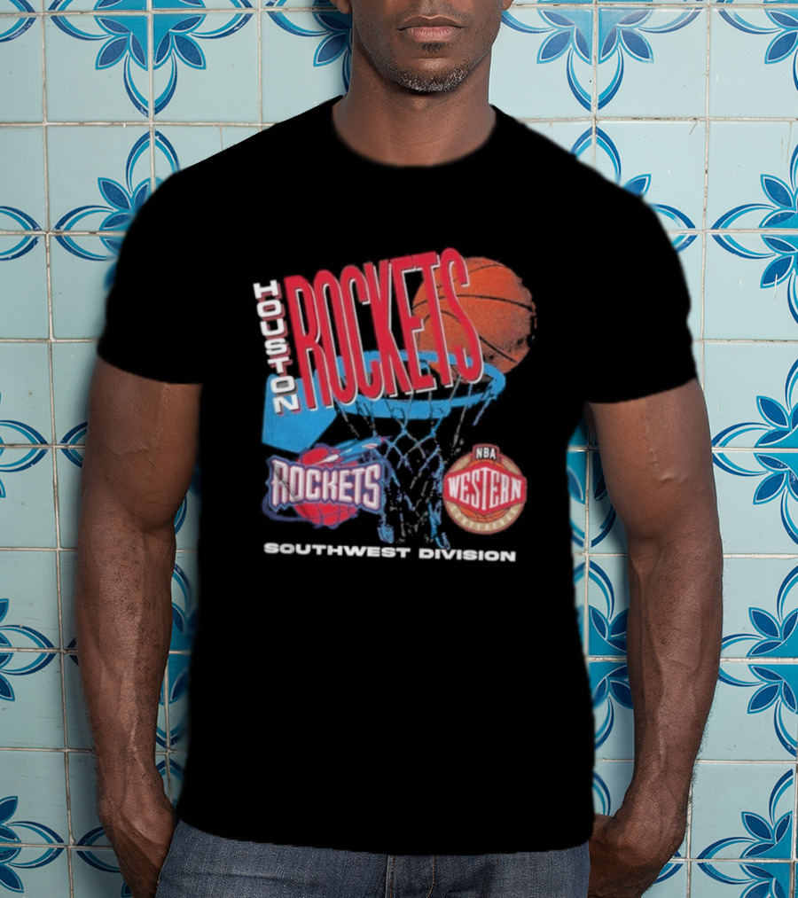 Houston Rockets Southwest Division NBA Western Hardwood Classics 90s Basketball Team T-Shirt