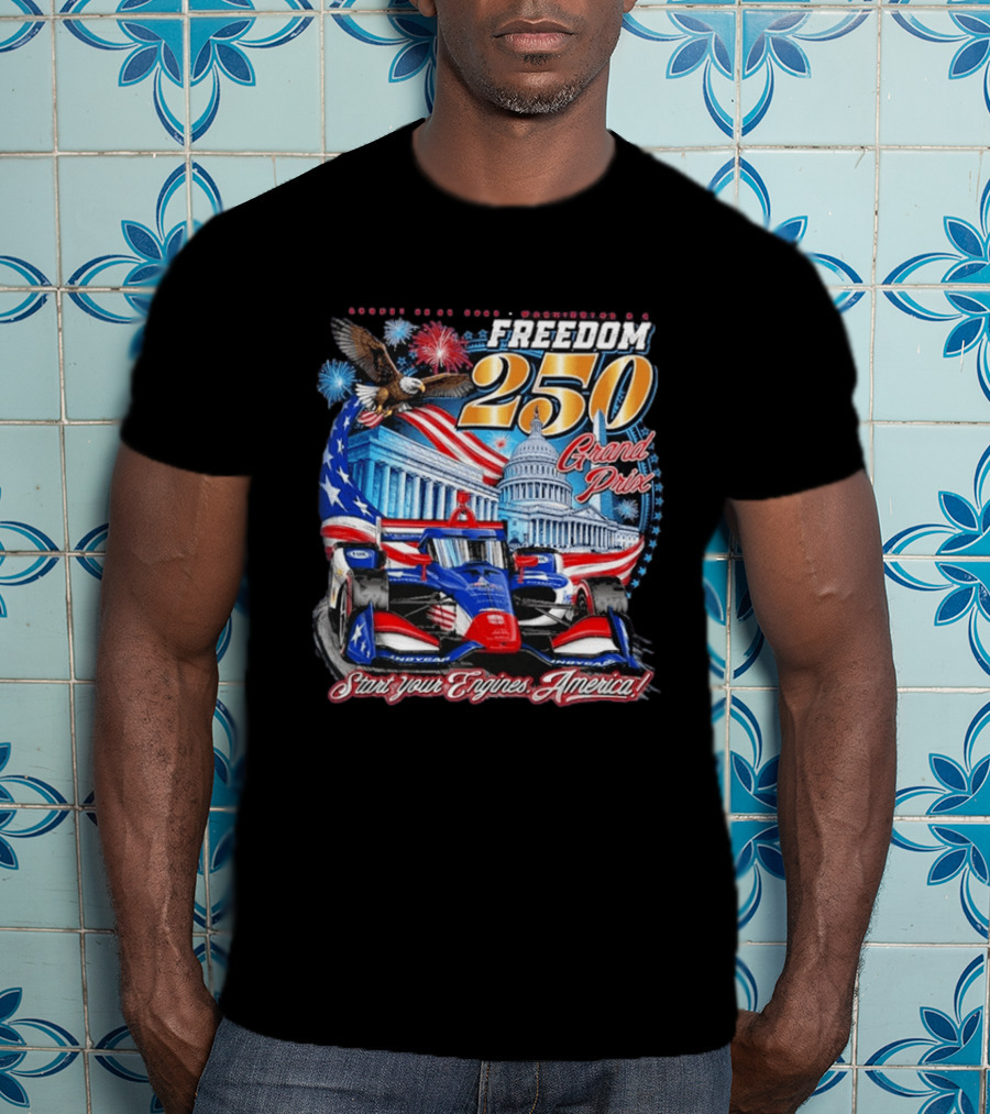 Freedom 250 Grand Prix Start Your Engines America Capitol Eagle Racecar T-Shirt