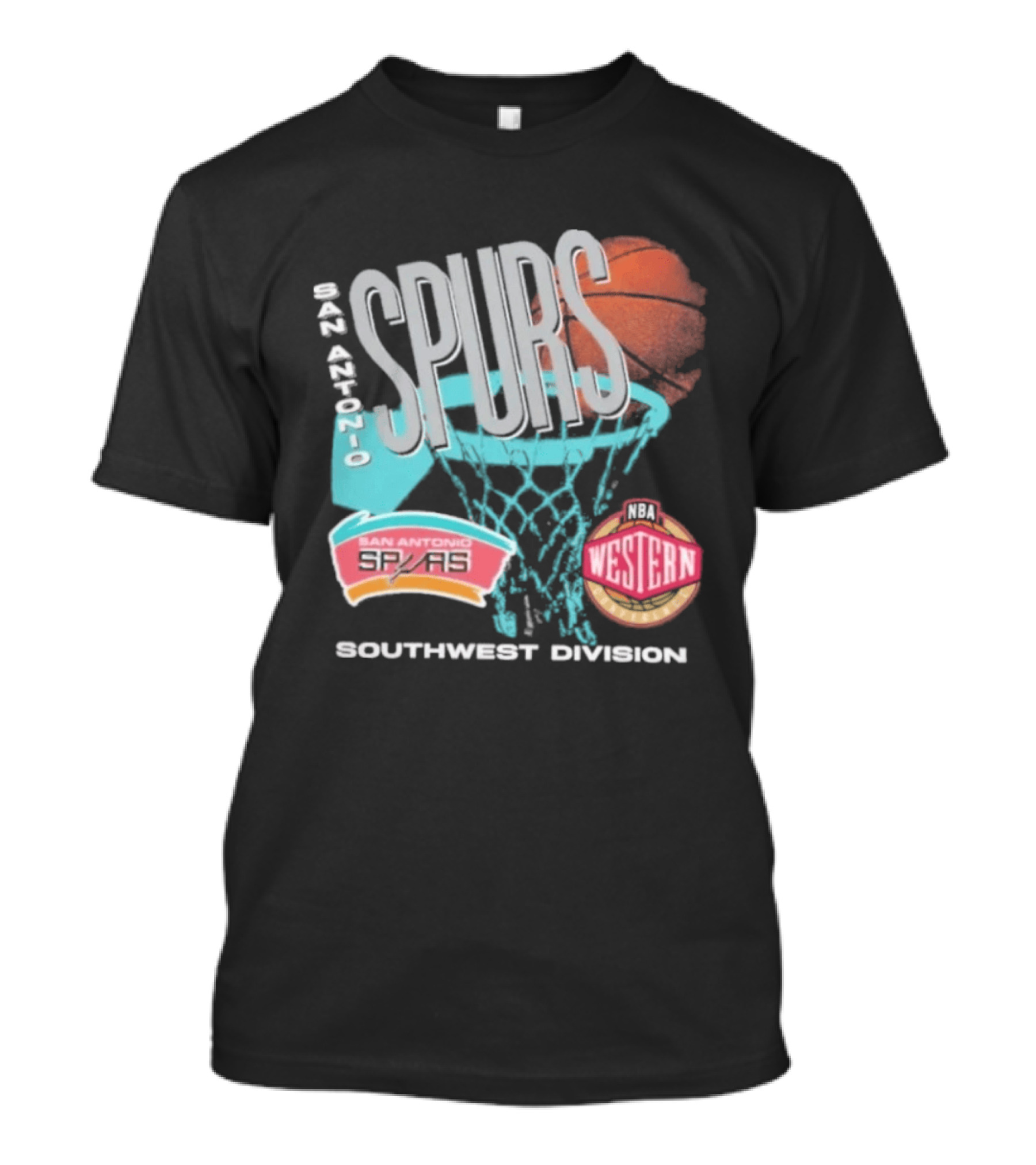 San Antonio Spurs 90s Hardwood Classics Southwest Division Western T-Shirt