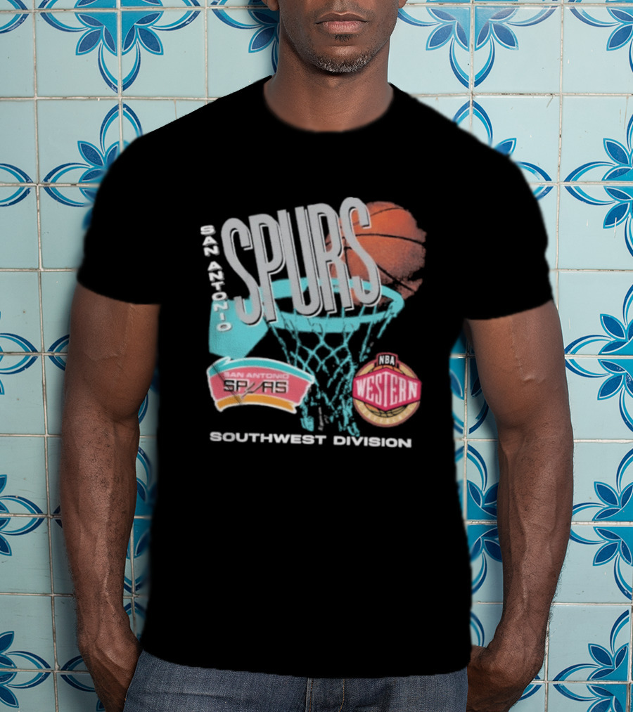 San Antonio Spurs 90s Hardwood Classics Southwest Division Western T-Shirt