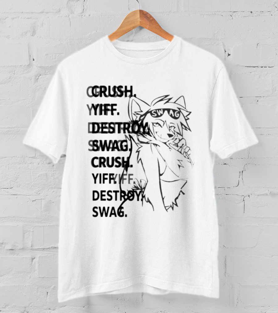 Crush Yiff Destroy Swag Fox Character Sunglasses T-Shirt