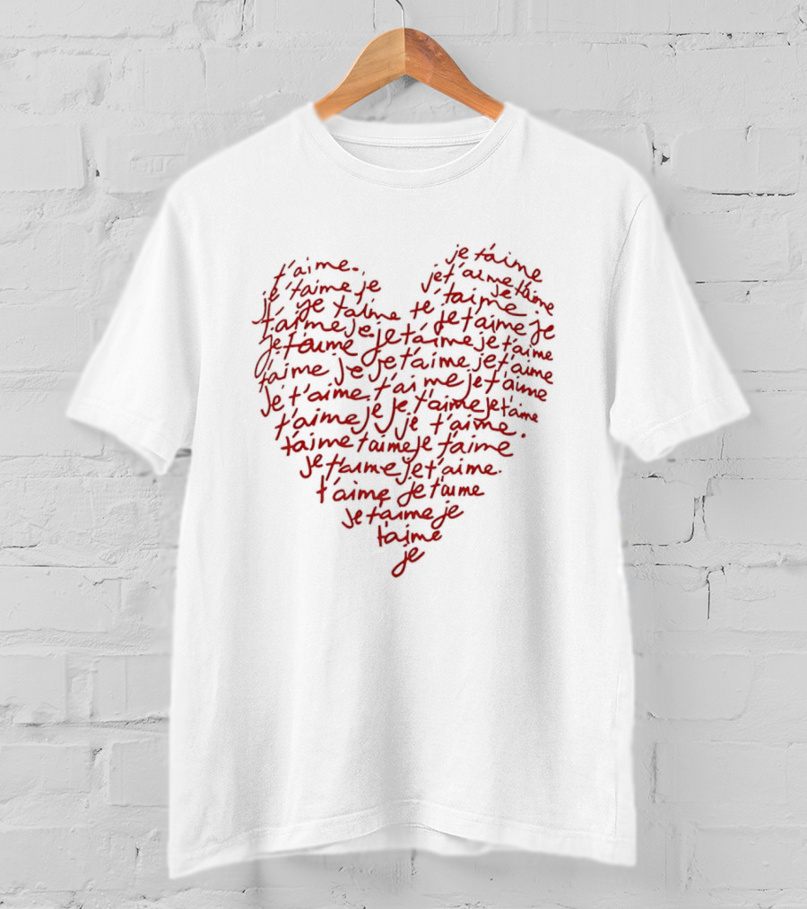 Je T'Aime Repeated Red Heart Shape T-Shirt