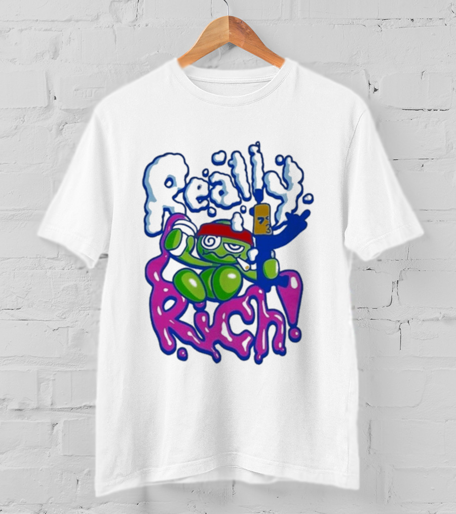 Really Rich Frog With Red Headband And Bottle T-Shirt