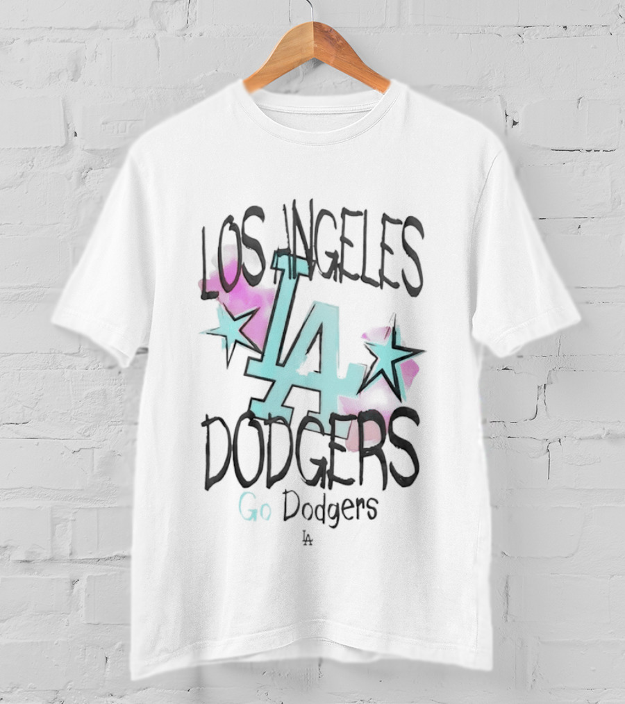 Los Angeles Dodgers LA Go Dodgers Watercolor Stars T-Shirt