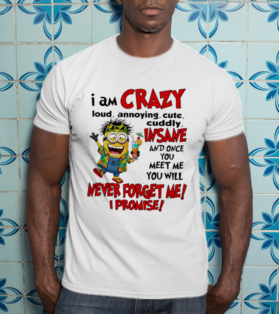 I Am Crazy Loud Annoying Cute Cuddly Insane Once You Meet Me Never Forget Promise T-Shirt
