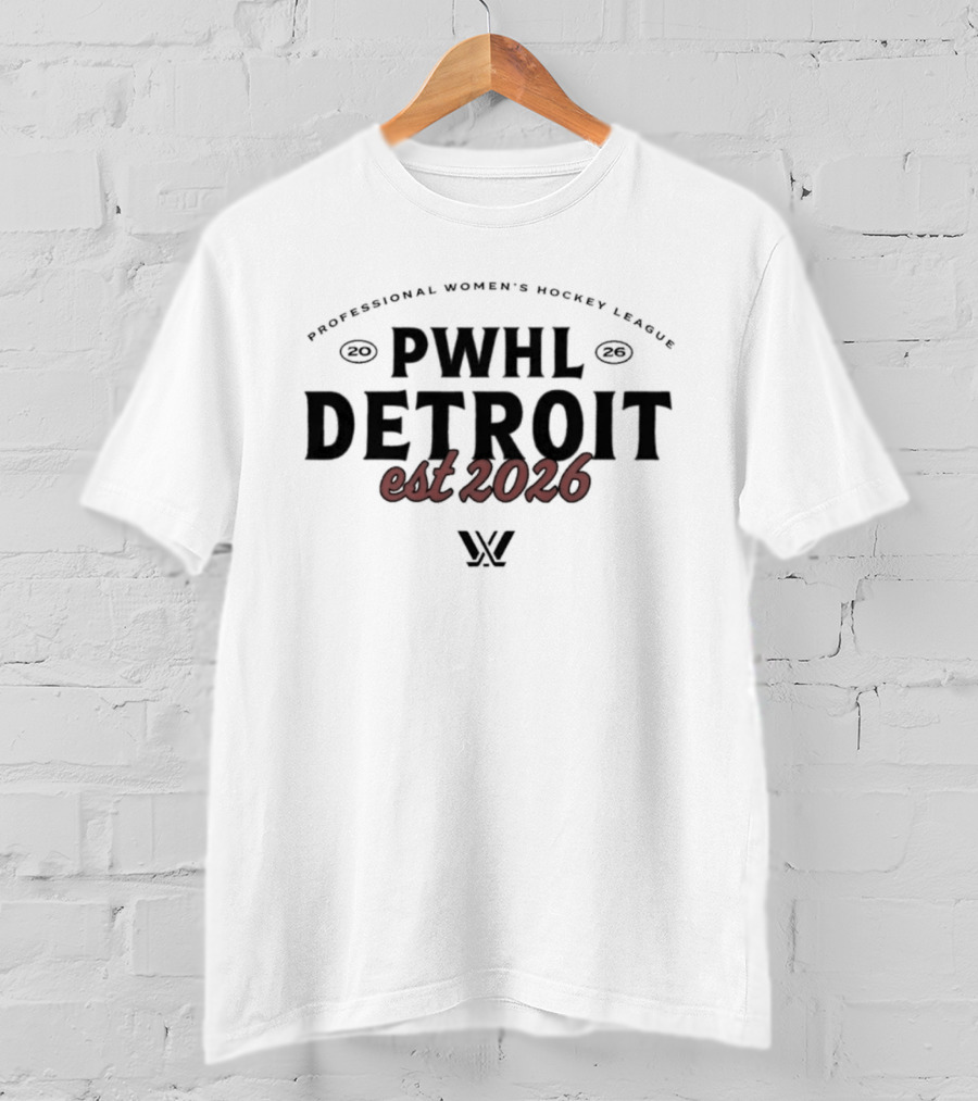 PWHL Detroit Est 2026 Professional Women's Hockey League Essentials T-Shirt