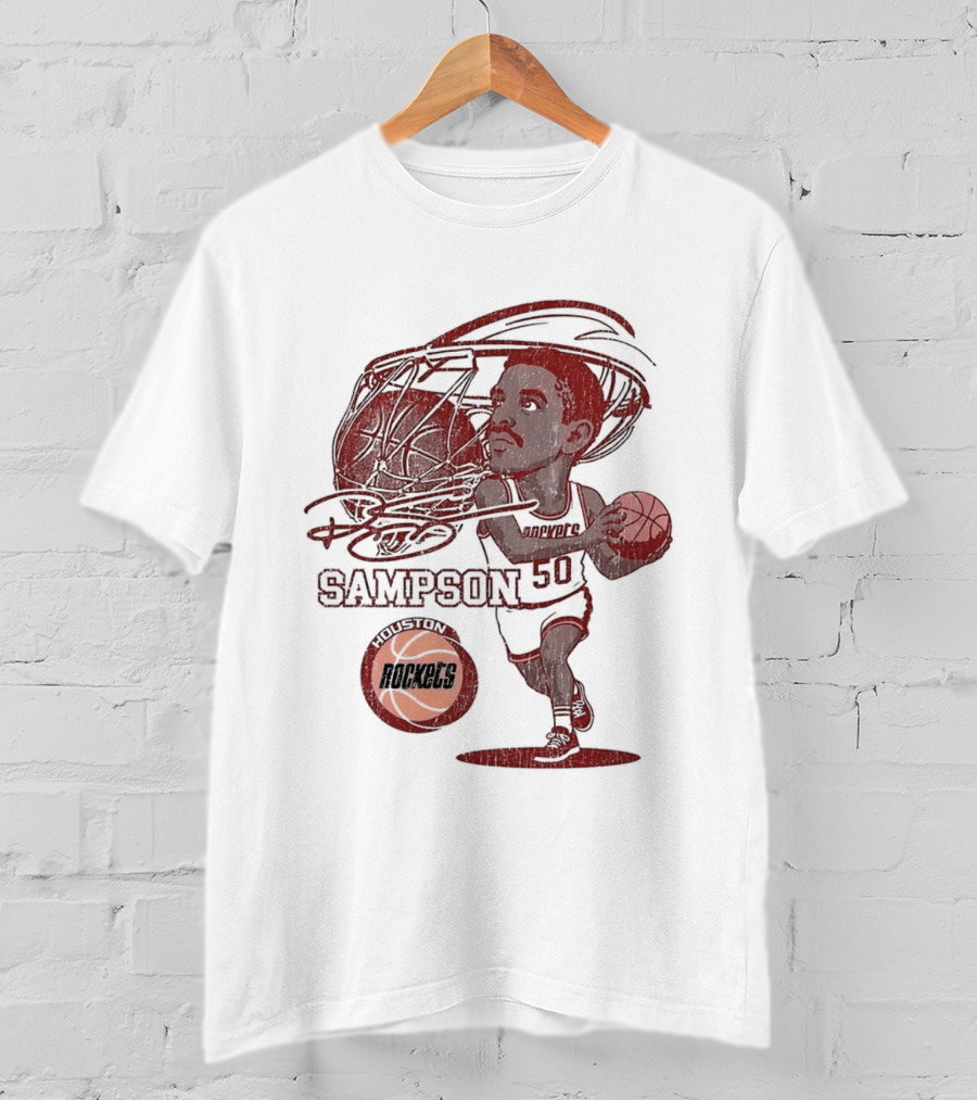 Ralph Sampson Houston Rockets NBA Caricature Basketball Player T-Shirt