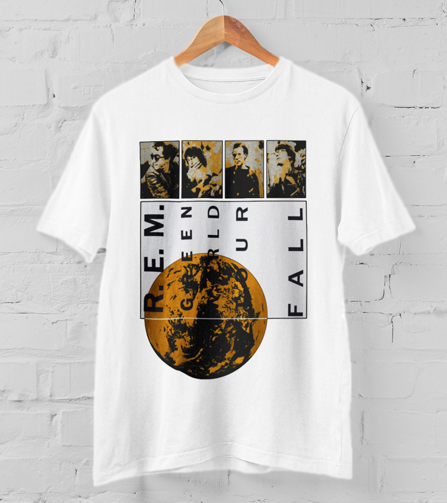 R.E.M. 1989 Green World Tour Fall Vintage Planet Band Photography T-Shirt