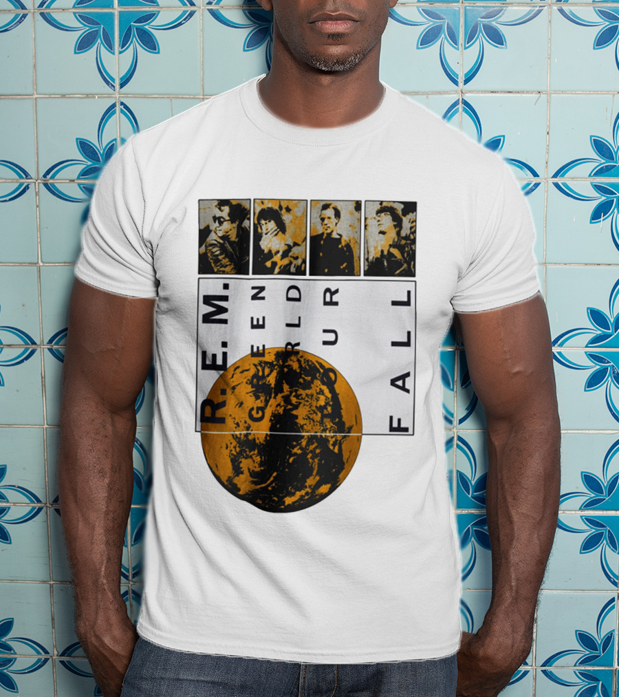R.E.M. 1989 Green World Tour Fall Vintage Planet Band Photography T-Shirt