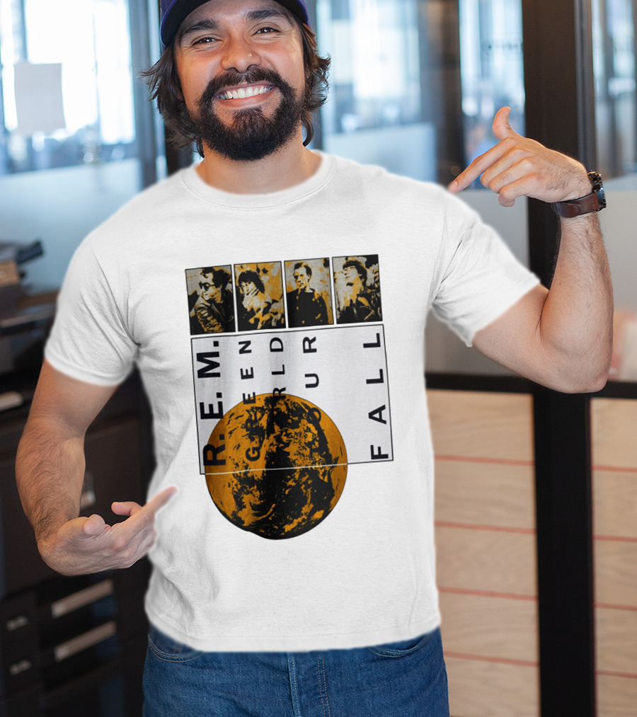R.E.M. 1989 Green World Tour Fall Vintage Planet Band Photography T-Shirt
