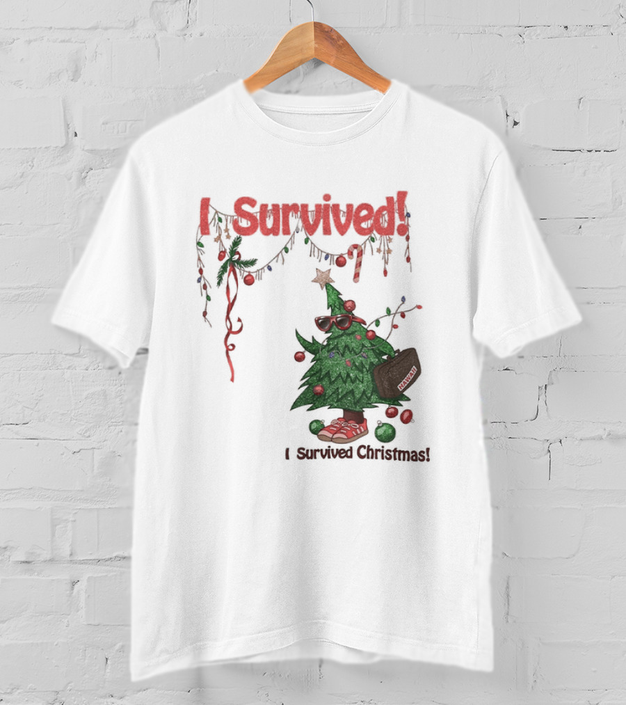 I Survived Christmas Funny Holiday Tree Celebration T-Shirt