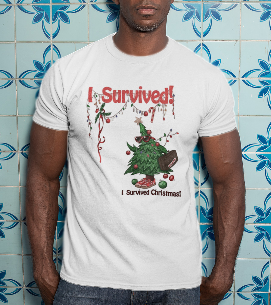 I Survived Christmas Funny Holiday Tree Celebration T-Shirt