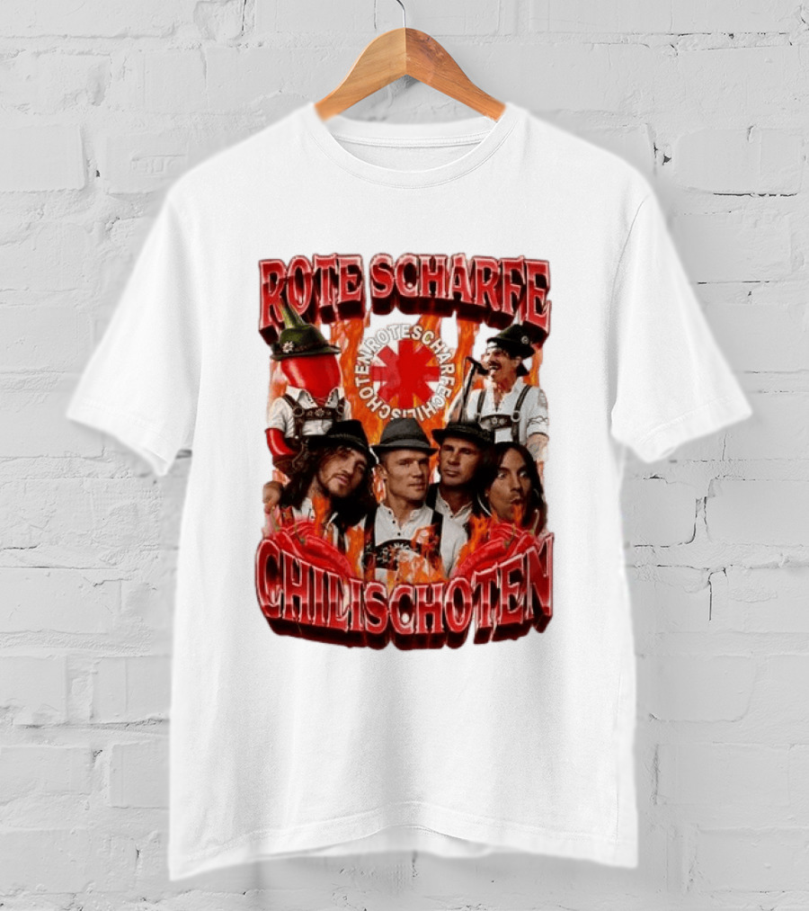Rote Scharfe Chilischoten Lederhosen Band Mitglieder Custom T-Shirt