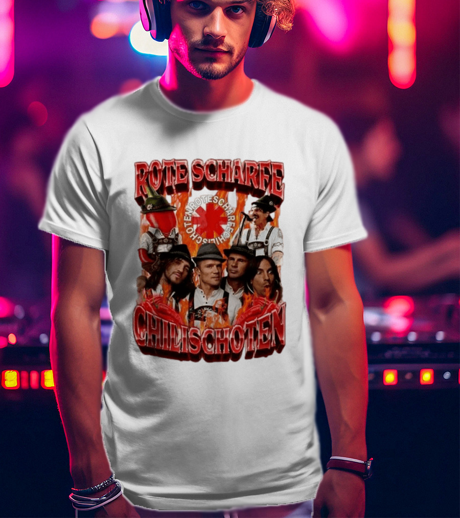 Rote Scharfe Chilischoten Lederhosen Band Mitglieder Custom T-Shirt