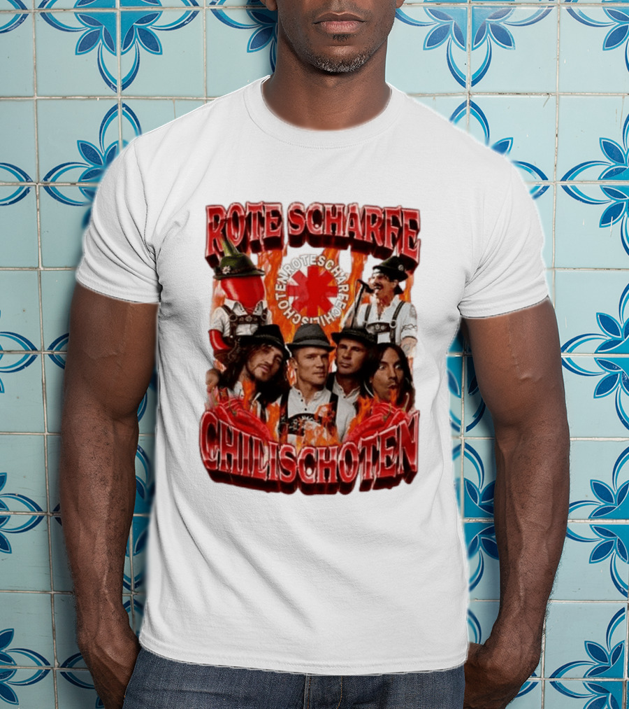 Rote Scharfe Chilischoten Lederhosen Band Mitglieder Custom T-Shirt