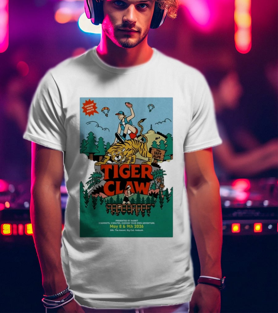 Choose Your Route Tiger Claw May 8 9 2026 3 Summits Adventure 50k The Ascent Big Cat Ambush T-Shirt