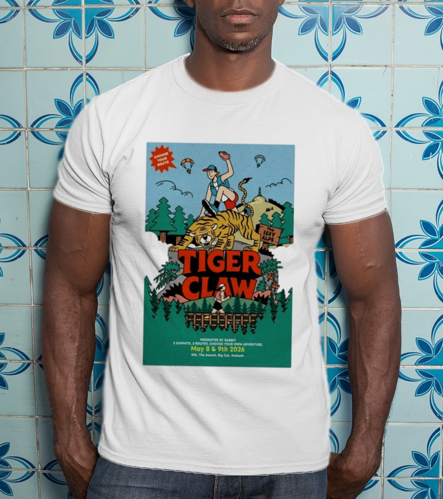 Choose Your Route Tiger Claw May 8 9 2026 3 Summits Adventure 50k The Ascent Big Cat Ambush T-Shirt