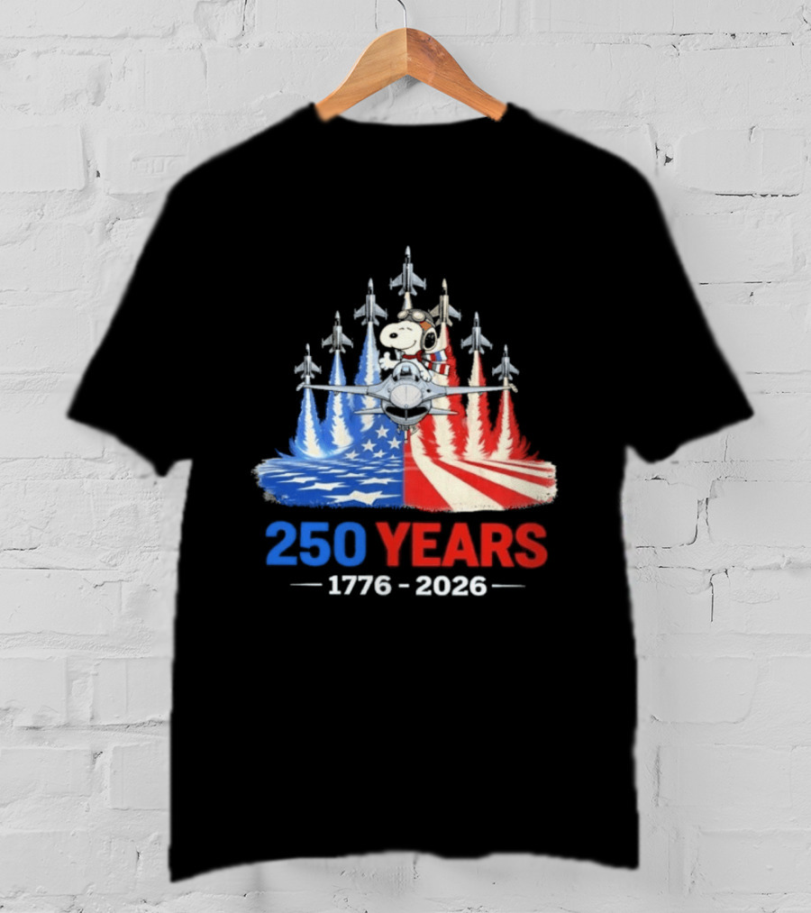 250 Years 1776 2026 Snoopy American Flag Jets T-Shirt