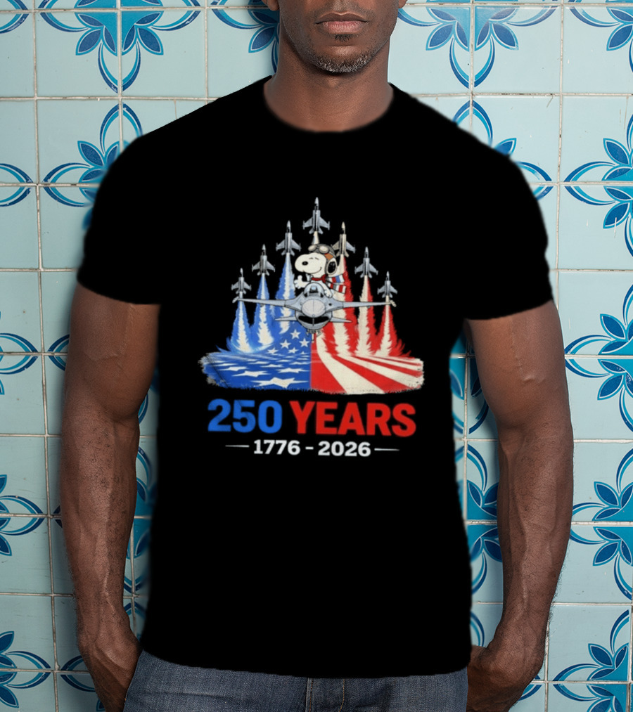 250 Years 1776 2026 Snoopy American Flag Jets T-Shirt