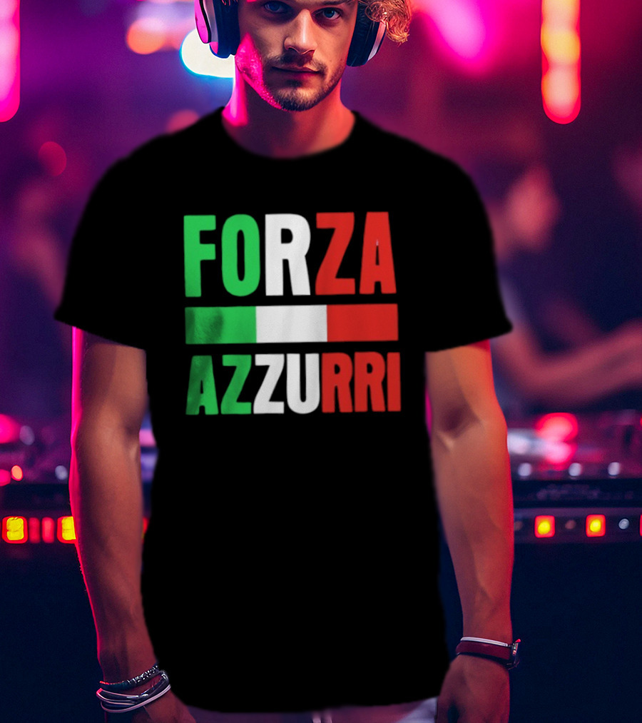 Forza Azzurri Italy Italian Flag Supporters T-Shirt