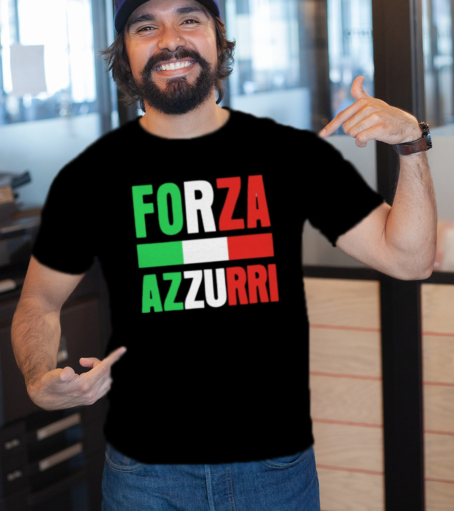 Forza Azzurri Italy Italian Flag Supporters T-Shirt
