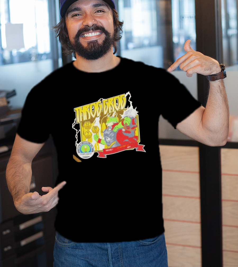 Throg Grog Puddle Gulp Superhero Frog Lightning Hammer Comic T-Shirt
