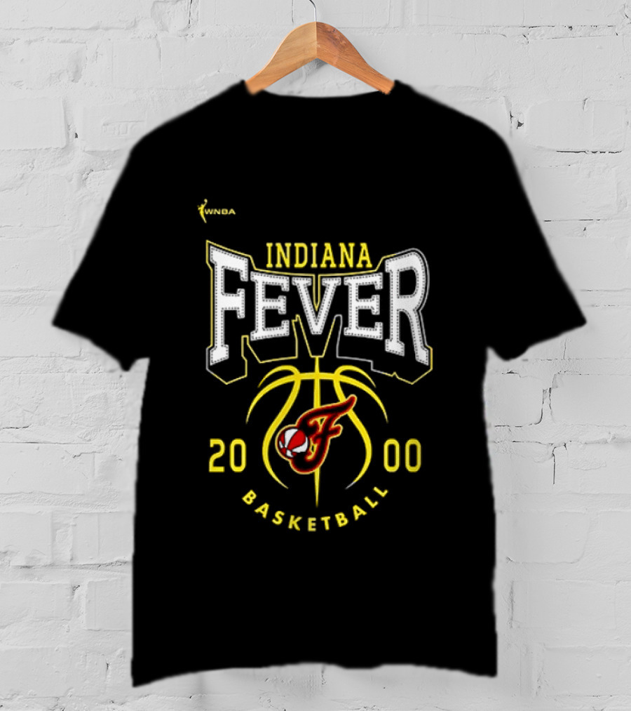 Indiana Fever Basketball 2000 Team Logo Yellow And Red T-Shirt
