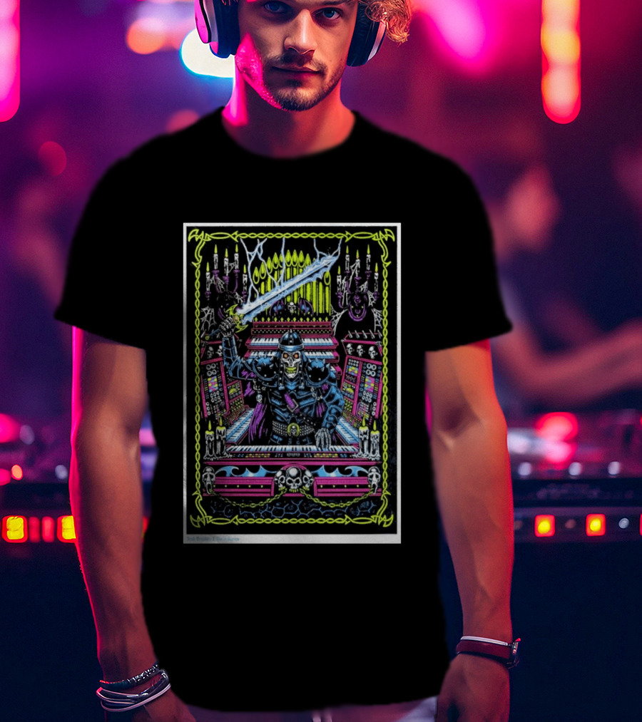 Out Of Season Skeleton Warrior Organist T-Shirt