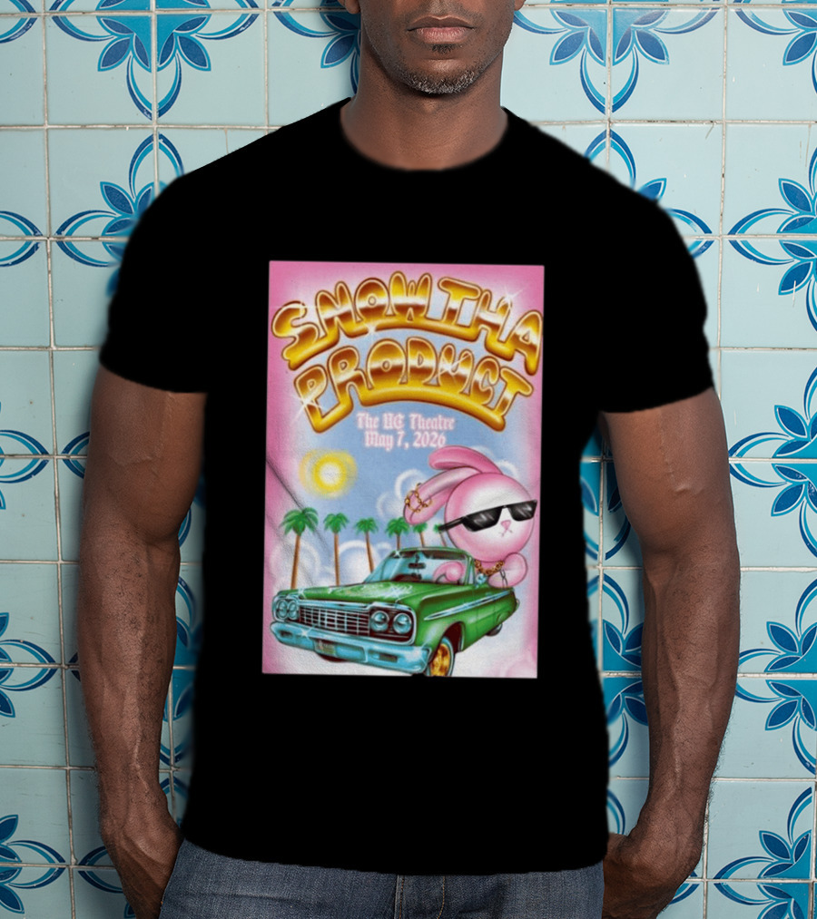 SNOW THA PRODUCT UC Theatre May 7 2026 Pink Bunny Sunglasses Lowrider Palms T-Shirt