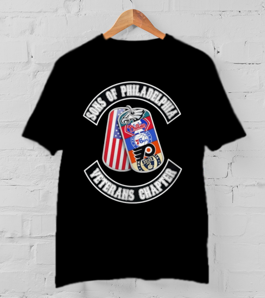 Sons Of Philadelphia Sports Veterans Chapter Dog Tags Eagles Phillies 76ers Flyers Union T-Shirt