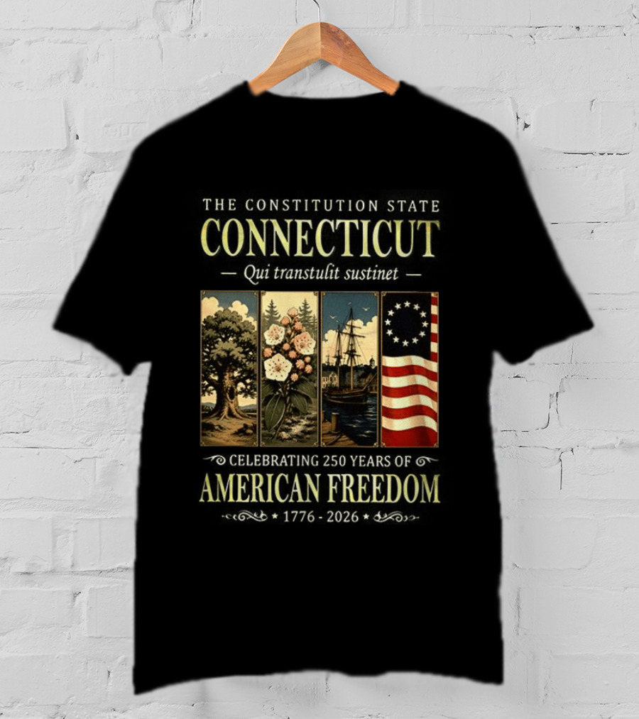 Connecticut Celebrating 250 Years Of American Freedom 1776 2026 Palmetto State T-Shirt