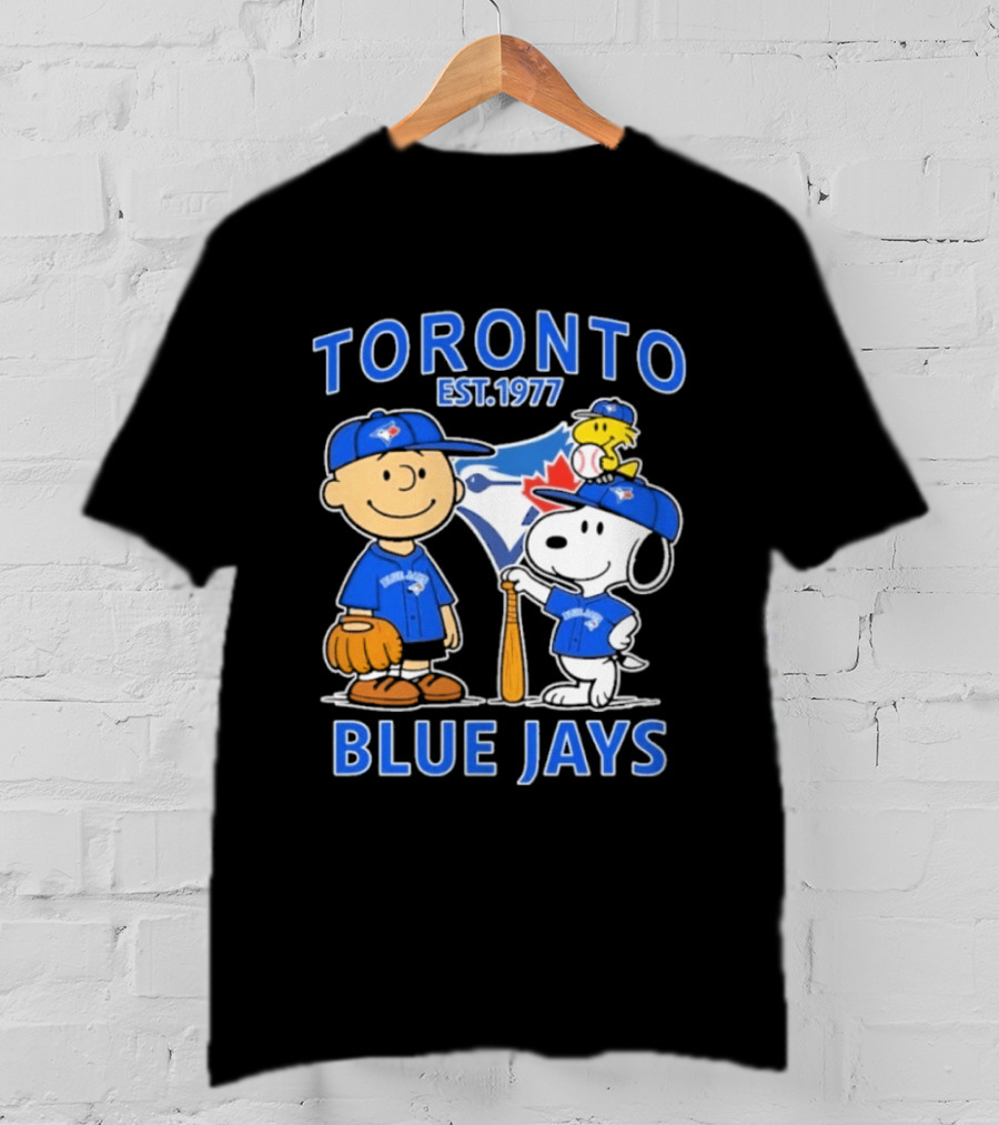 Toronto Est 1977 Blue Jays Snoopy Charlie Brown Woodstock T-Shirt
