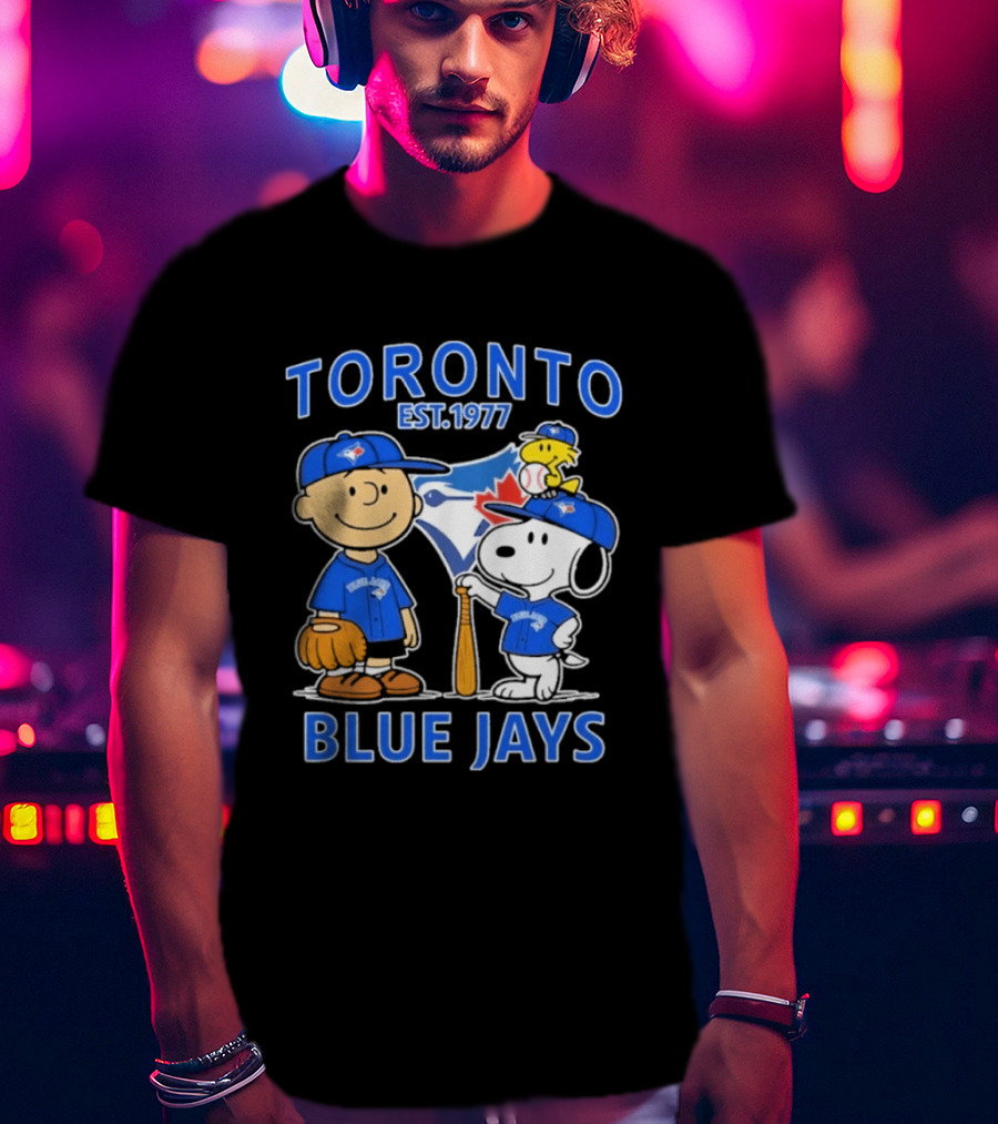 Toronto Est 1977 Blue Jays Snoopy Charlie Brown Woodstock T-Shirt