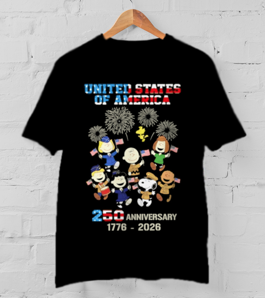 United States Of America 250th Anniversary 1776 2026 Snoopy Peanuts Characters Celebration T-Shirt