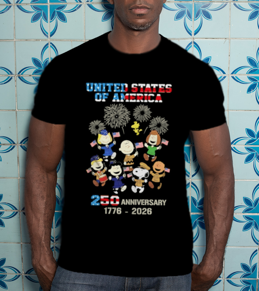 United States Of America 250th Anniversary 1776 2026 Snoopy Peanuts Characters Celebration T-Shirt