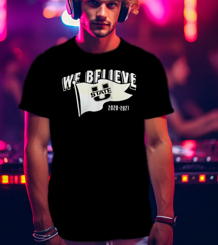 Utah State Aggies We Believe 2020 2021 Logo Flag T-Shirt