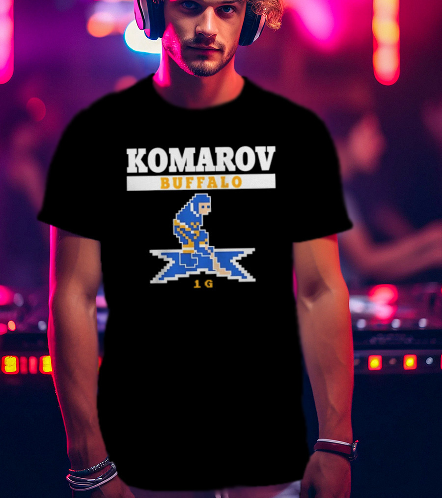 Komarov Buffalo Sabres 76 Hockey Pixel T-Shirt