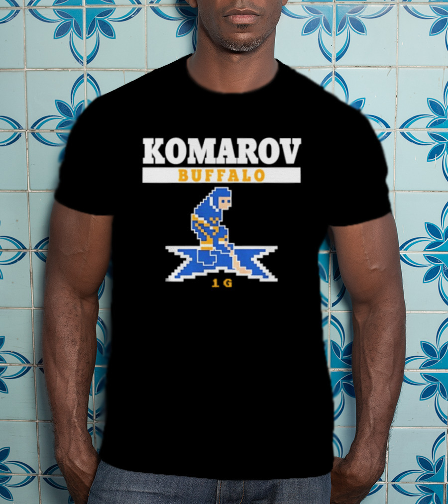 Komarov Buffalo Sabres 76 Hockey Pixel T-Shirt