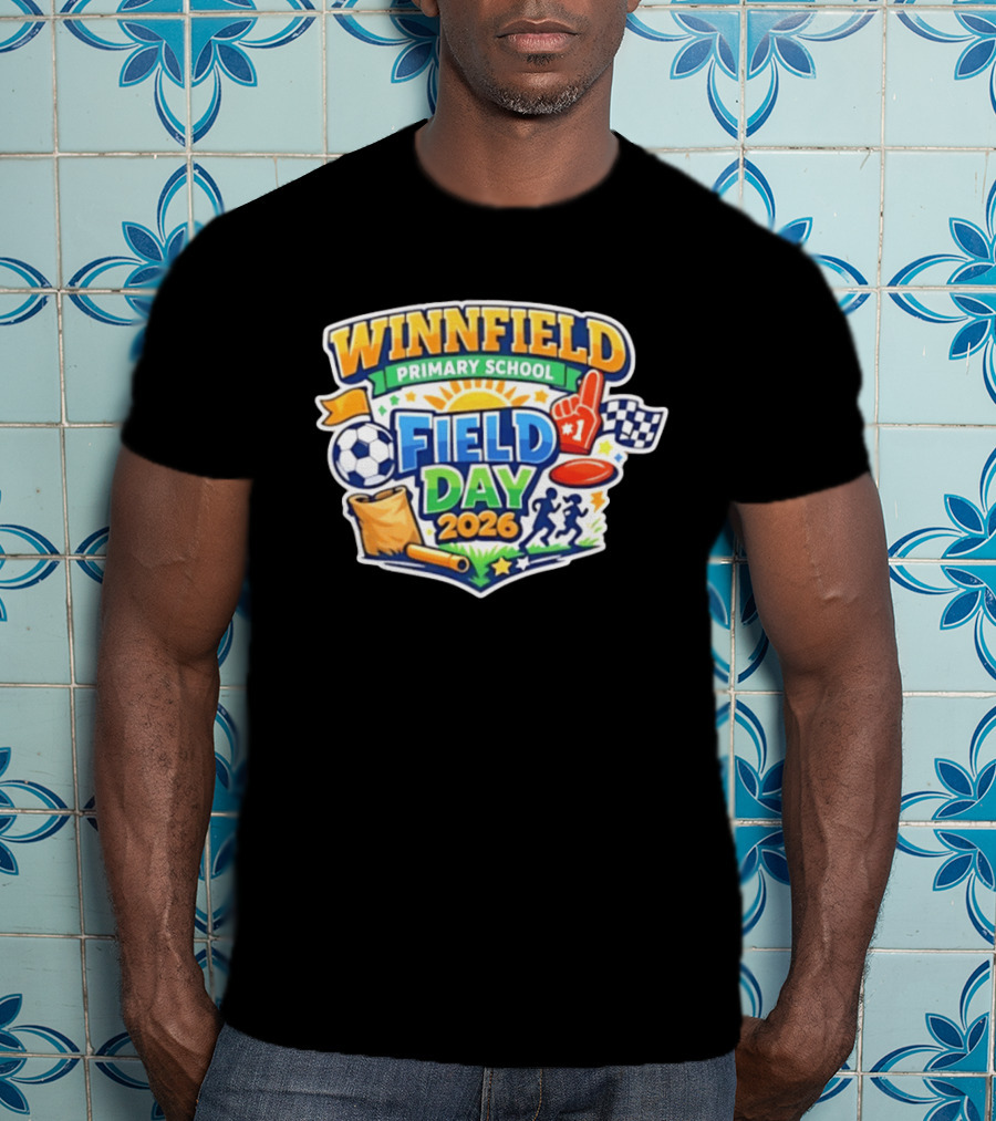 Winnfield Primary School Field Day 2026 Soccer Race Checkered Flags T-Shirt