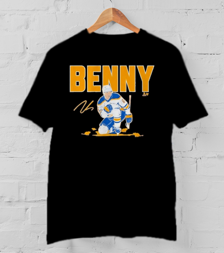 Benny 66 Hockey Player Buffalo Blue And Gold T-Shirt