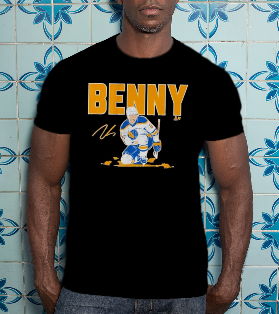 Benny 66 Hockey Player Buffalo Blue And Gold T-Shirt