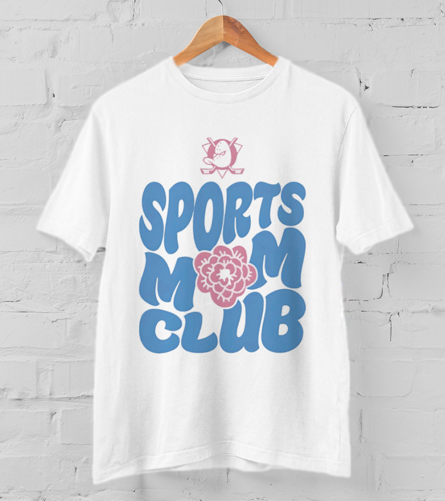 Anaheim Ducks Sports Mom Club Floral Lettering T-Shirt