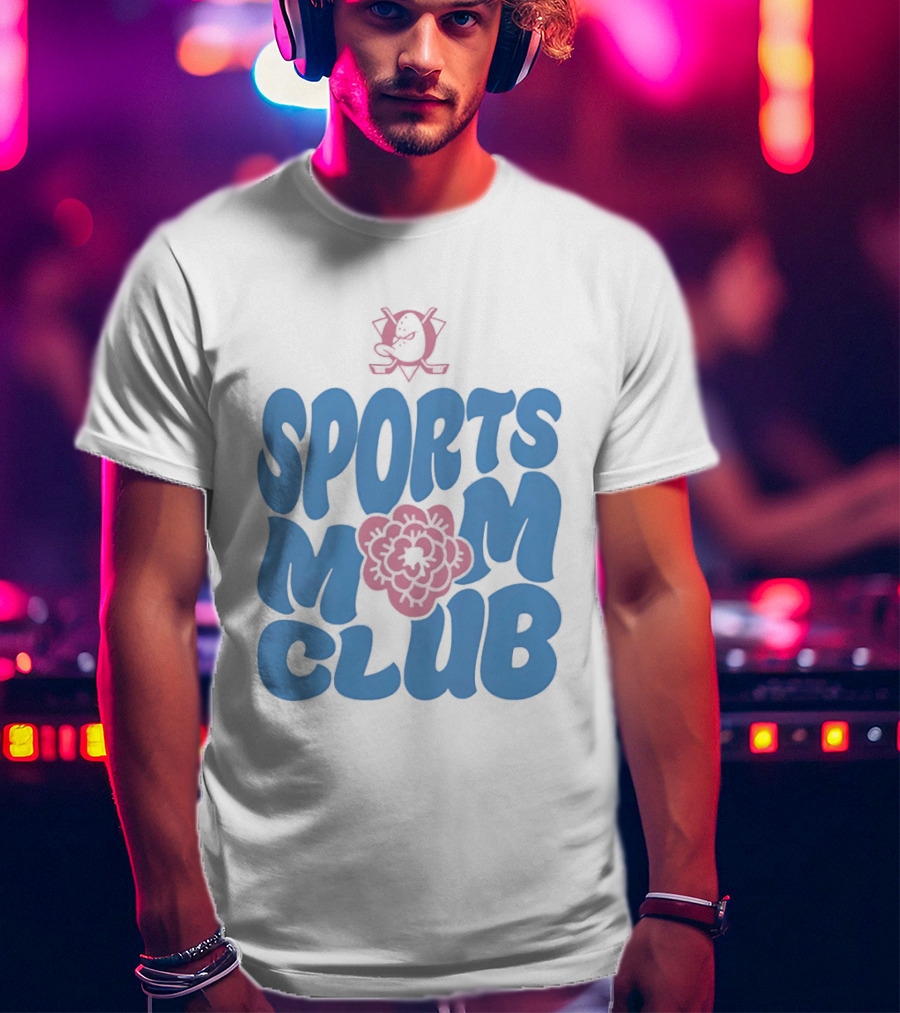 Anaheim Ducks Sports Mom Club Floral Lettering T-Shirt