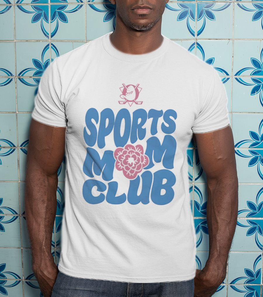 Anaheim Ducks Sports Mom Club Floral Lettering T-Shirt
