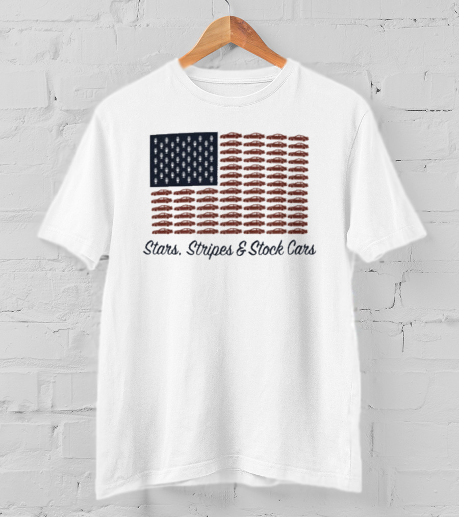 Dirtymo Media Stars Stripes Stock Cars America Flag Racing T-Shirt